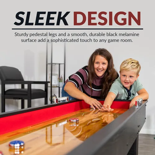 Vista 8 de Hathaway Avenger Mesa de Shuffleboard de 9 Pies para Sala de Juegos Familiar – Campo de Juego con Recubrimiento de Polímero, Anotador y Gabinete