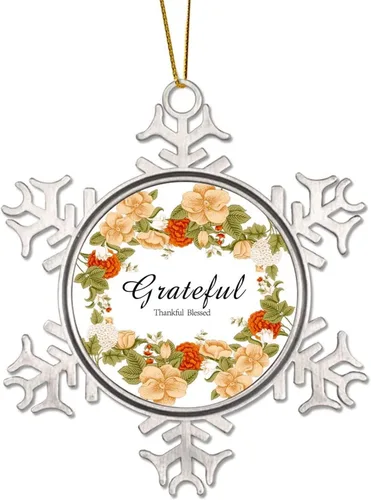 Vista 16 de Corona de flores florales Life is Sweet Adorno de copo de nieve de metal para árbol de Navidad, decoración colgante de árbol de Navidad, divertido