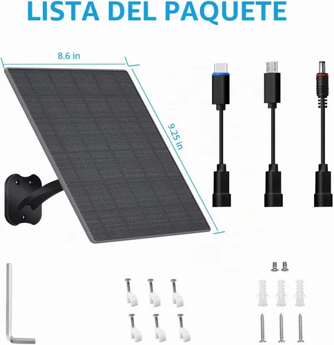 Vista 2 de Zivif el panel solar 10W para las cámaras de seguridad, cargador solar 5V Gris