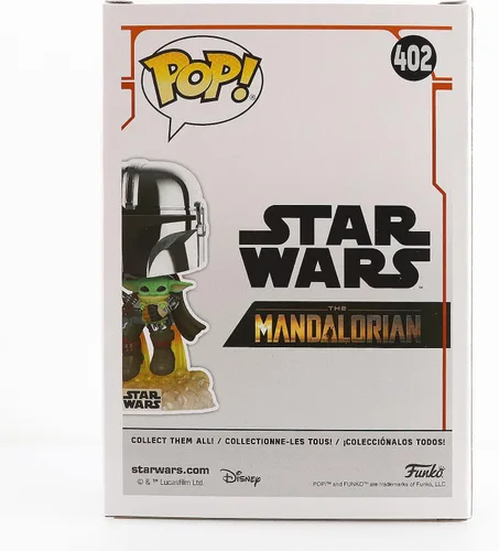 Vista 2 de Funko Star Wars: Across The Galaxy - The Mandalorian Holding Grogu con alfiler, acabado cromado, exclusivo de Amazon
