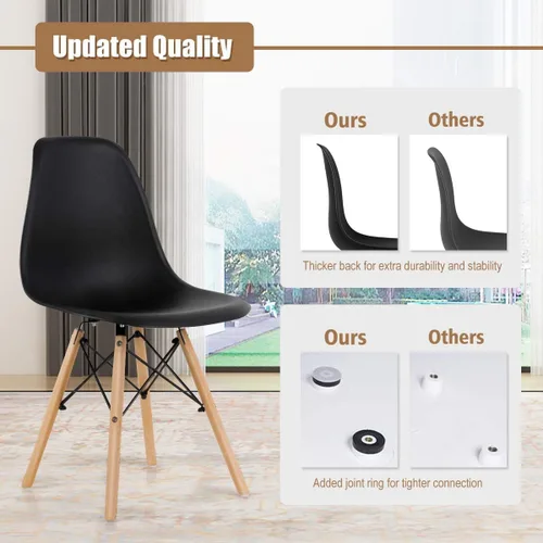 Vista 6 de GOFLAME DSW - Juego de 2 sillas de comedor, sillas de plástico con patas de madera, sillas sin brazos de estilo moderno para sala de estar, cocina