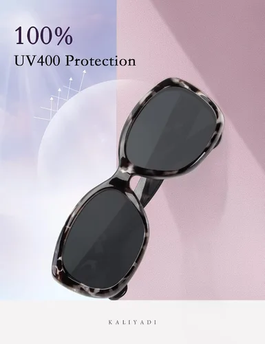 Vista 3 de KALIYADI Gafas de sol cuadradas elegantes para mujer, marco envolvente con protección UV