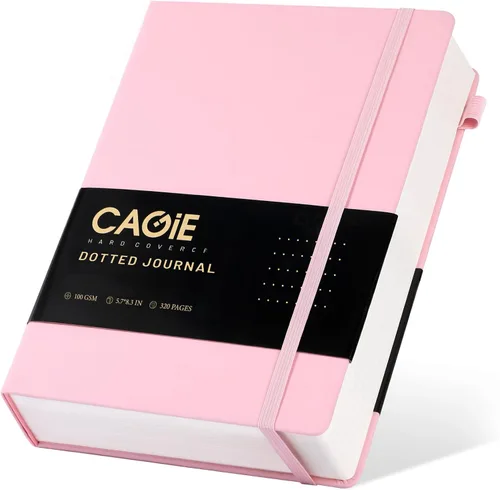 Vista 9 de CAGIE Cuaderno de cuadrícula de cuadrícula con puntos y balas, color negro A5