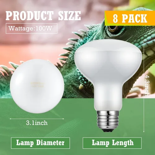 Vista 7 de Tarpop 8 bombillas de lámpara de calor para reptiles de 100 W, bombillas