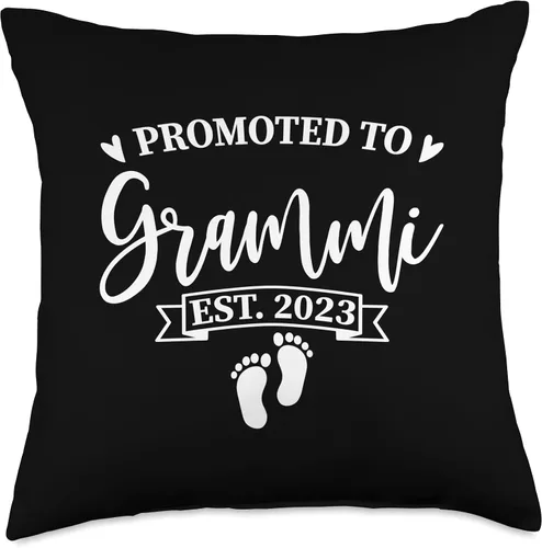 Vista 5 de Smarty Pants Designs Promoted to Grammi est. 2023 - Almohada de regalo para abuela, 16 x 16 pulgadas, multicolor
