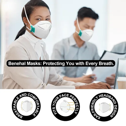 Vista 5 de Máscara facial N95, paquete de 30 mascarillas desechables N95 con certificación NIOSH N95, 5 capas, seguridad transpirable, eficiencia del filtro