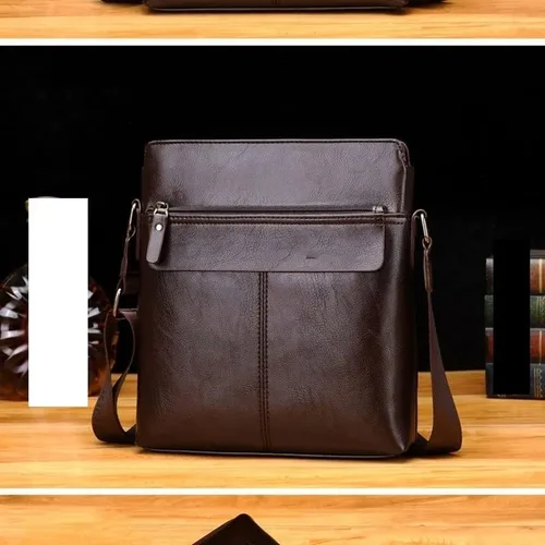 Vista 5 de CZDYUF - Bolso bandolera de cuero para hombre, bolso cruzado pequeño para hombre, bolso bandolera de cuero para hombre, bolso de negocios