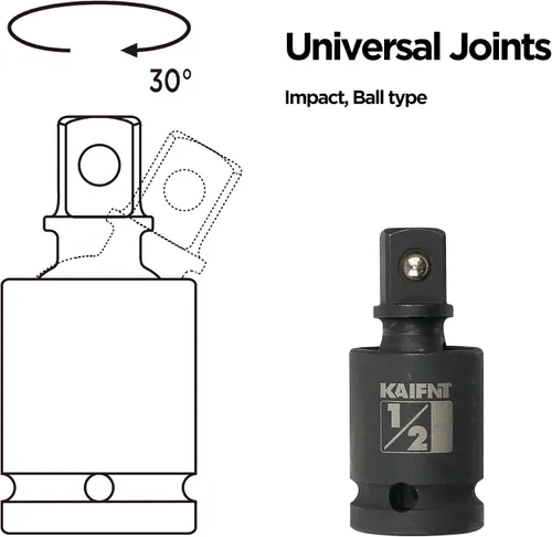 Vista 3 de K353 Impact - Juego de llaves giratorias universales con adaptadores de zócalo, 4 piezas