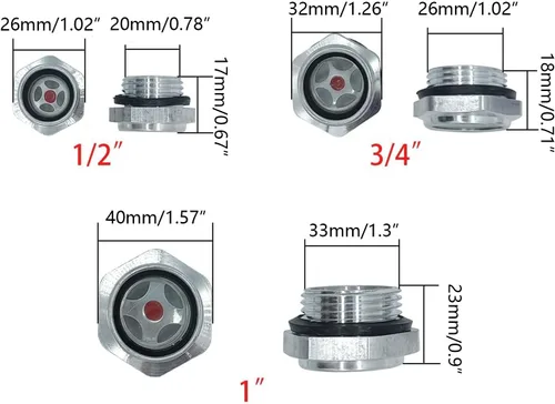 Vista 3 de 4 piezas de vidrio de visión de aceite del compresor de aire de 1