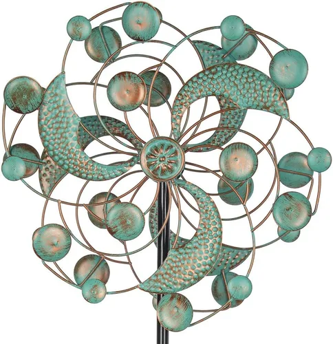 Vista 16 de DREAMYSOUL Molinillos de viento coloridos de 38 pulgadas, molinillos de metal para jardín y jardín, molinillos de viento decorativos para patio al