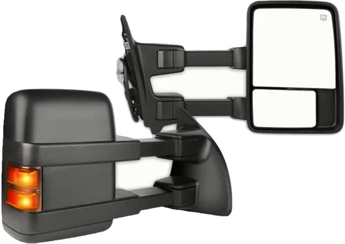 Vista 32 de Conjunto de espejo lateral del conductor o del pasajero para Ford F150 F250 F350 plegable manual, sin calefacción, color negro liso, paquete de 1