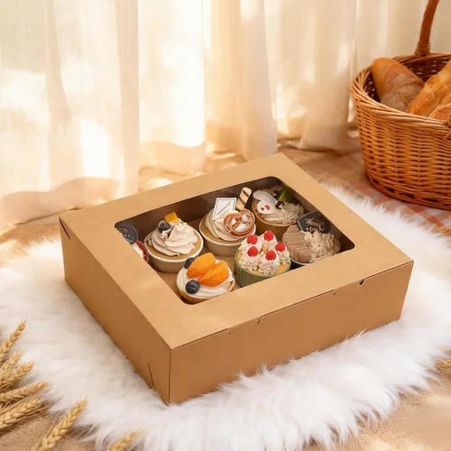 Vista 6 de Moretoes Paquete de 3 cajas para cupcakes, capacidad para 12 cupcakes estándar, recipientes para cupcakes con ventana e insertos, suministros