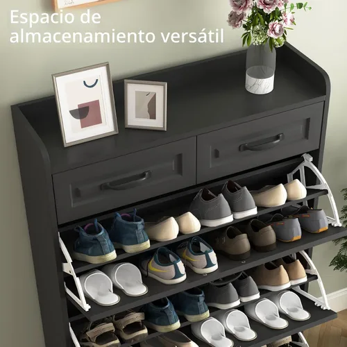Vista 4 de Vibe & Dine Armario Organizador de Zapatos Estrecho con 3 Cajones Grandes Abatibles y 2 Cajones de Almacenamiento - Almacenamiento de Zapatos