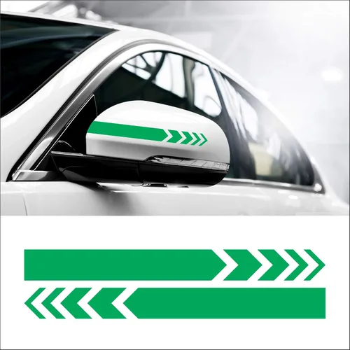Vista 3 de Juego de 2 calcomanías gráficas de vinilo para espejo lateral de automóvil, SUV, calcomanías de rayas de 8 pulgadas de ancho (negro)
