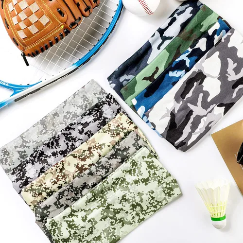 Vista 5 de 9 diademas deportivas para hombres, cintillo de camuflaje que absorbe el sudor, banda ancha para el sudor para la cabeza, baloncesto, fútbol