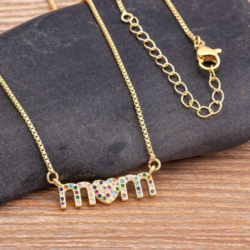 Vista 2 de Joyería de moda Rosario turco Hip Hop, collar con colgante de letra clásica para mujer, color dorado, cadenas largas para regalo del día de la madre