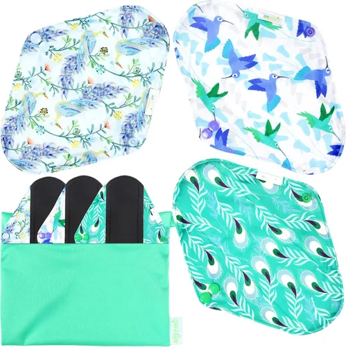 Vista 27 de wegreeco Almohadillas menstruales reutilizables de carbón – Almohadillas sanitarias reutilizables Forros de bragas reutilizables Almohadilla