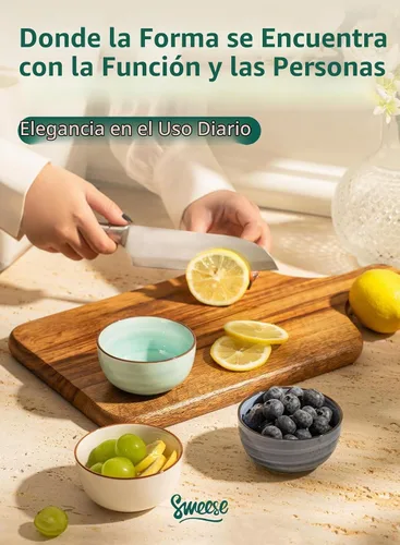 Vista 5 de Sweese Juego de 6 cuencos de porcelana de 4 onzas, mini cuencos para postre, aptos para microondas y lavavajillas, multicolor Colores surtidos