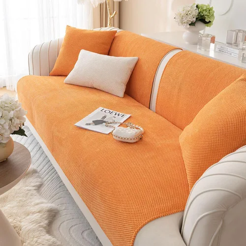 Vista 5 de vctops Funda de pana suave para sofá, funda de felpa cálida antideslizante para sofá seccional, protector de muebles para niños, perros y mascotas