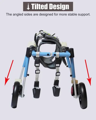 Vista 5 de Silla de ruedas para perros con patas traseras discapacitadas para caminar, silla de ruedas de aluminio para perros, soporte para silla de ruedas