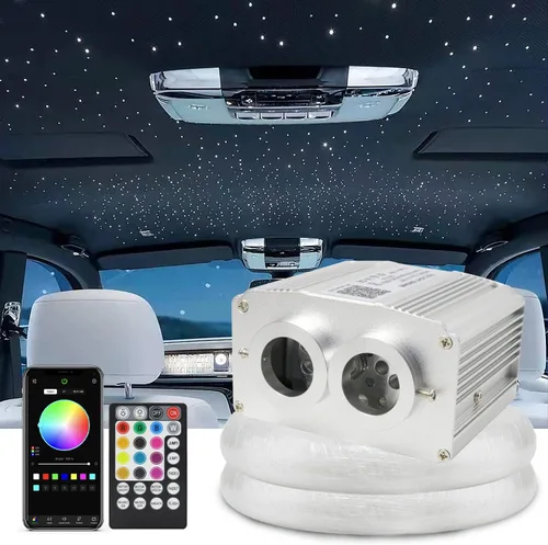 Vista 12 de AZIMOM Control Bluetooth 10W RGBW Twinkle Fibra Óptica Luces Estrella Kit de Luz de Techo 200 Unidades* 0.03 pulgadas x 6.5 pies Cables de Fibra