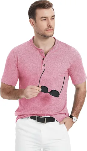 Vista 2 de TACVASEN Camisas Henley de algodón para hombre, camisetas casuales de moda de manga corta