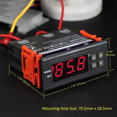 Vista 3 de AC 110V Controlador Digital de Temperatura en Fahrenheit 10A 1 Relé con Sonda de Sensor de Temperatura NTC 10K