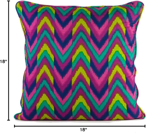 Vista 2 de Almohada, estampado de zigzag morado pavo real