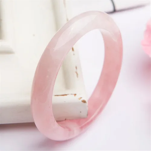 Vista 3 de Rosa Natural vidrio de cuarzo rosa pulsera diámetro interno de la pulsera 59mm