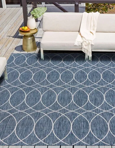 Vista 30 de Unique Loom Outdoor Trellis Collection - Alfombra de área (10 pies, redonda, verde/marfil)