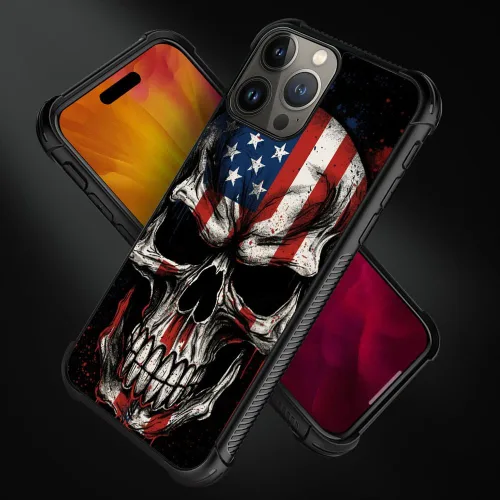 Vista 63 de Funda compatible con iPhone 8, a prueba de golpes, antiarañazos, bandera de ciervos de cola blanca de grano de madera estadounidense