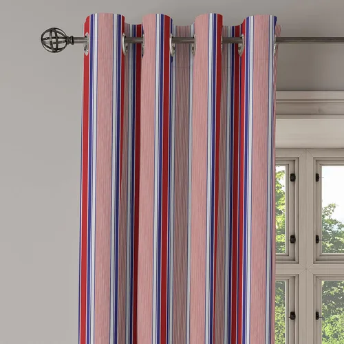 Vista 2 de Ambesonne Cortina a rayas con ojales, diseño de líneas verticales, diseño abstracto, formas geométricas, cortinas decorativas de 2 paneles