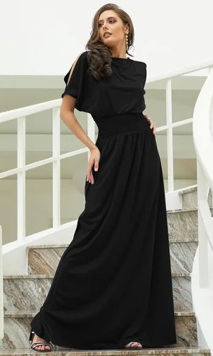 Vista 3 de KOH KOH Vestido largo de cóctel elegante con mangas divididas para mujer