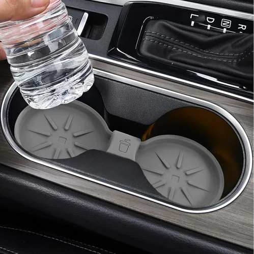 Vista 5 de Cabilock Car Cup Holder Insert Mat Gray Silicone Anti-Slip Central Console Coaster Automotive Cup Holder Pad for Spill Prevention Easy Installation