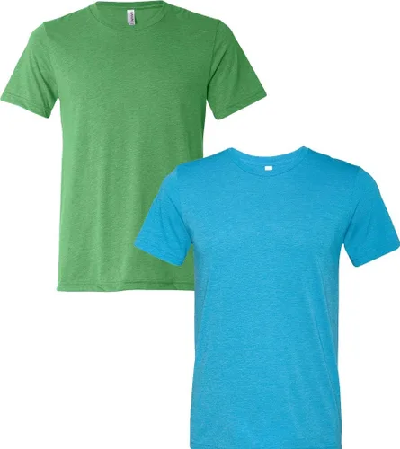 Vista 135 de Bella Canvas 3413c para hombre (1) Triblend verde + (1) Triblend rojo