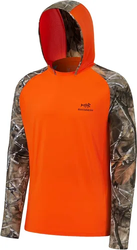 Vista 17 de BASSDASH Camisa de pesca de rendimiento UPF 50 para hombre, sudadera con capucha de camuflaje de manga larga FS17M