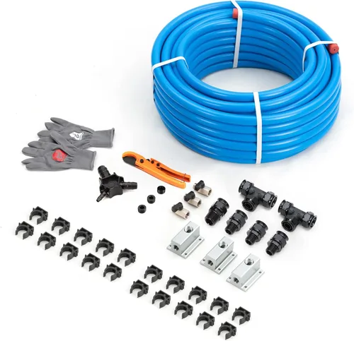 Vista 7 de Kit de Accesorios para Compresor de Aire 1/2" x 100 pies Sistema de Tuberías de Aire Comprimido de Aluminio HDPE Manguera Negra de Compresor de Aire