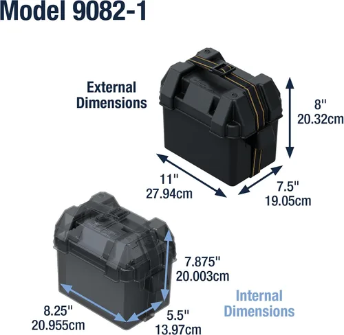 Vista 7 de Attwood 9082-1 Caja de batería pequeña con kit de montaje y correa, compatible con baterías de la serie 16 y U1, color negro