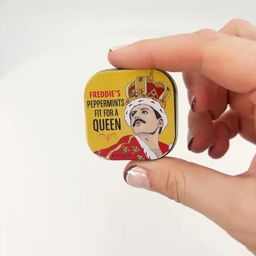 Vista 4 de The Unemployed Philosophers Guild Freddie Mercury's Peppermints Fit For a Queen Breath Mints, 1 lata, peso neto 4 oz (12 g)
