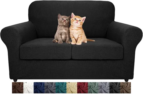 Vista 25 de MAXIJIN 2 piezas de fundas para silla con brazos, funda para silla de sofá para sala de estar, funda elástica para perros para una silla con 1 cojín