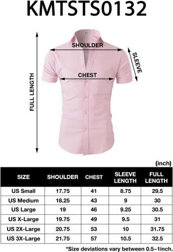 Vista 7 de H2H Men's Slim Fit Short Sleeve Dress Shirts for Formal and Casual Business Fashion