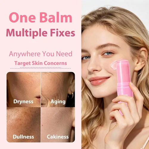 Vista 3 de PDRN - Bálsamo múltiple de colágeno rosa con volumen – Bálsamo facial y corporal de colágeno para debajo de los ojos, cuello, frente, líneas