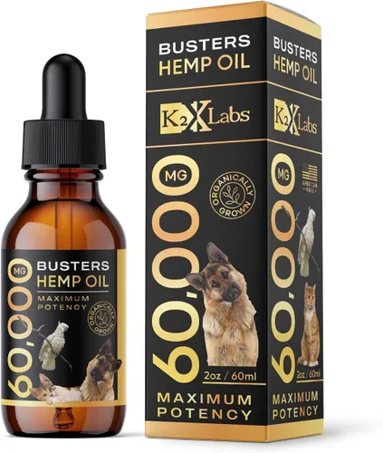 Vista 4 de Aceite de cáñamo orgánico Busters para perros y gatos, ultra puro, fabricado en Estados Unidos, rico en Omega 3, 6 y 9, salud de cadera