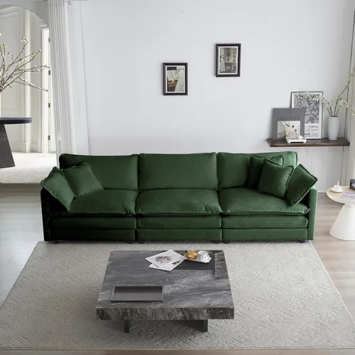 Vista 5 de Sofá modular en forma de U con reposapiés reversible, sofá modular de 5 plazas, sofá esquinero convertible, moderno y minimalista en forma de L