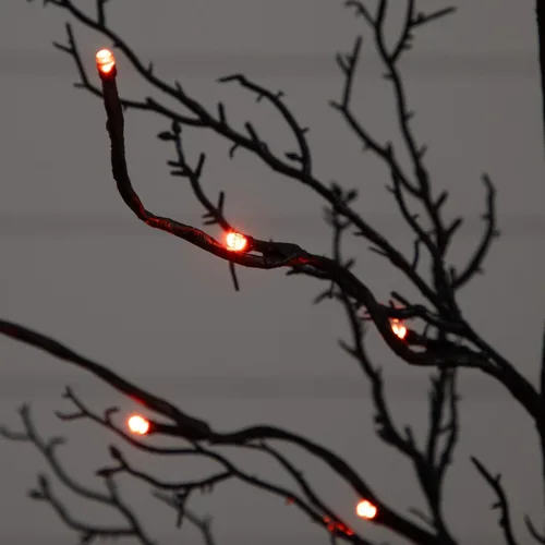 Vista 5 de Nearly Natural Árbol artificial de ramita negra de lujo preiluminado de 3 pies con 36 luces LED naranjas y moradas