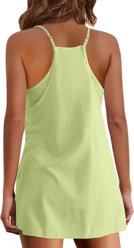 Vista 6 de Conjunto de 2 piezas para mujer, casual, verano, sin mangas, mini vestidos con pantalones cortos incorporados, mamelucos sexys