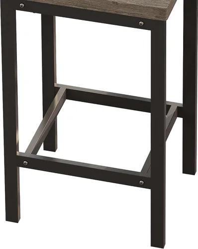 Vista 6 de Merax Juego de mesa de comedor extra larga de 4 piezas con 3 taburetes y reposapiés, mesa de comedor de cocina de diseño moderno, mesa de pub, juego