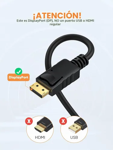 Vista 2 de CableCreation Cable Displayport a VGA de 6 pies, DisplayPort a adaptador VGA 1080P Chapado en oro 1080P @60Hz, cable DP macho estándar a VGA