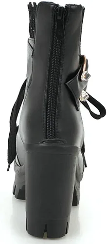 Vista 5 de Parisuit Botas de tobillo de plataforma gruesa para mujer con cordones y tacón alto