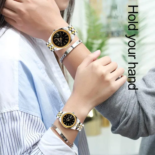 Vista 2 de SKMEI Watches for Couples Men and Women His and Hers Pair Watch Set Husband Wife Valentines Matching Wedding Gifts Classic Stainless Luxry Business